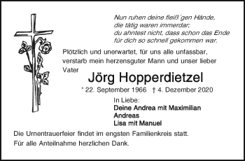 Traueranzeige von Jörg Hpperdietzel von Frankenpost