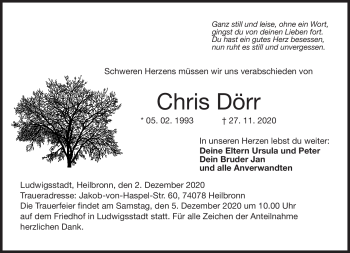 Traueranzeige von Chris Dörr von Neue Presse Coburg