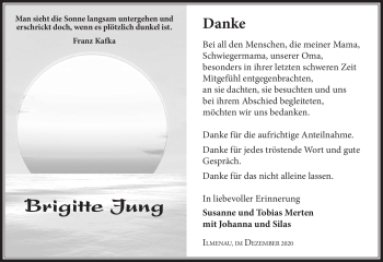 Traueranzeige von Brigitte Jung von Südthüringer Presse