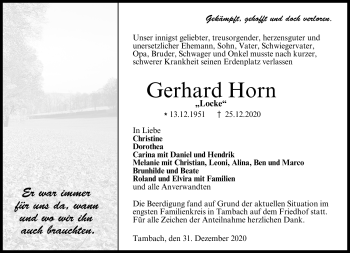 Traueranzeige von Gerhard Horn von Neue Presse Coburg