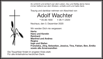 Traueranzeige von Adolf Wachter von Frankenpost