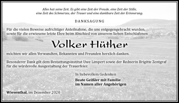 Traueranzeige von Volker Hüther von Südthüringer Presse