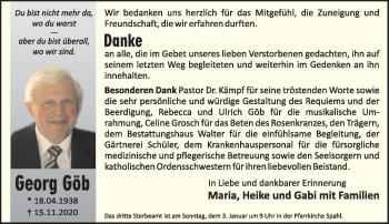 Traueranzeige von Georg Gröb von Südthüringer Presse
