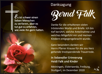 Traueranzeige von Bernd Falk von Südthüringer Presse
