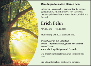 Traueranzeige von Erich Fehn von Frankenpost