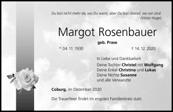 Traueranzeige von Margot Rosenbauer von Neue Presse Coburg