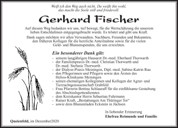 Traueranzeige von Gerhard Fischer von Südthüringer Presse