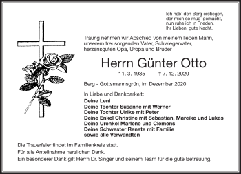 Traueranzeige von Günter Otto von Frankenpost