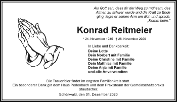Traueranzeige von Konrad Reitmeier von Frankenpost