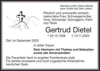 Traueranzeige von Gertrud Dietel von Frankenpost
