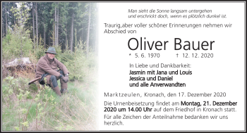 Traueranzeige von Oliver Bauer von Neue Presse Coburg