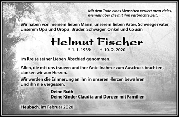 Traueranzeige von Helmut Fischer von Südthüringer Presse