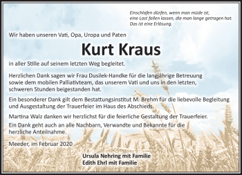 Traueranzeige von Kurt Kraus von Neue Presse Coburg