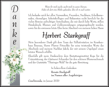 Traueranzeige von Herbert Starkgraff von Südthüringer Presse