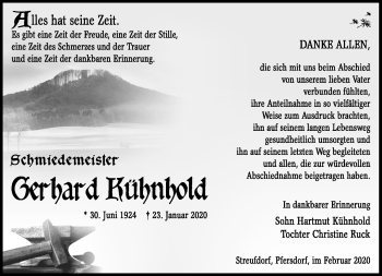 Traueranzeige von Gerhard Kühnhold von Südthüringer Presse