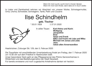 Traueranzeige von Ilse Schindhelm von Neue Presse Coburg