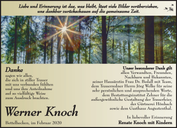 Traueranzeige von Werner Knoch von Südthüringer Presse