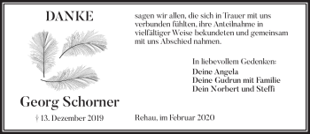 Traueranzeige von Georg Schorner von Frankenpost