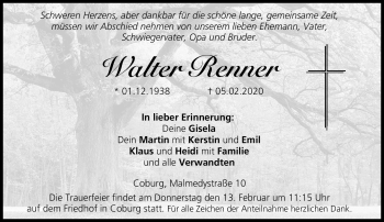 Traueranzeige von Walter Renner von Neue Presse Coburg