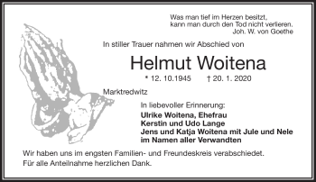 Traueranzeige von Helmut Woitena von Frankenpost