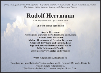Traueranzeige von Rudolf Herrmann von Frankenpost