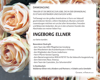 Traueranzeige von Ingeborg Ellner von Südthüringer Presse