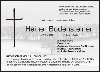 Traueranzeige von Heiner Bodensteiner von Neue Presse Coburg