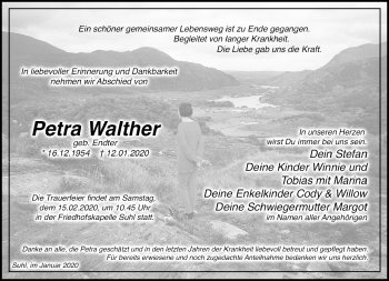 Traueranzeige von Petra Walther von Südthüringer Presse