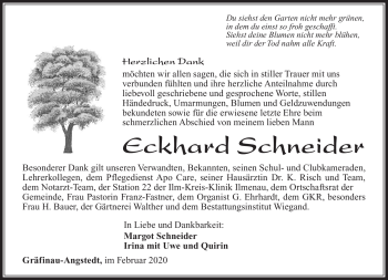 Traueranzeige von Eckhard Schneider von Südthüringer Presse