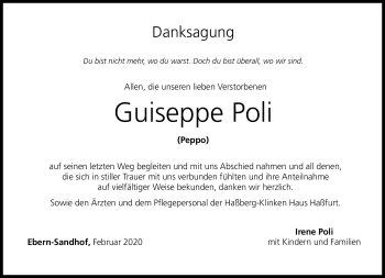 Traueranzeige von Guiseppe Poli von Neue Presse Coburg