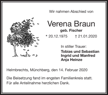 Traueranzeige von Verena Braun von Frankenpost