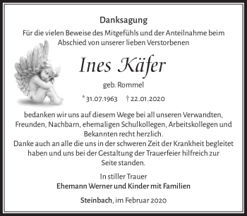 Traueranzeige von Ines Käfer von Südthüringer Presse
