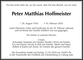 Traueranzeige von Peter Matthias Hoffmeister von Neue Presse Coburg