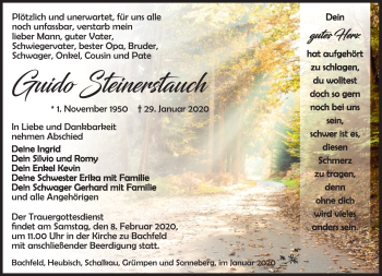 Traueranzeige von Guido Steinerstauch von Südthüringer Presse