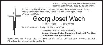 Traueranzeige von Georg Wach von Frankenpost