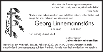 Traueranzeige von Georg Linnemannstöns von Frankenpost