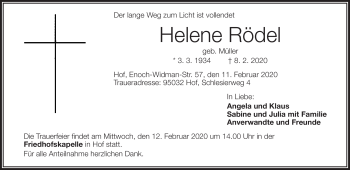 Traueranzeige von Helene Rödel von Frankenpost