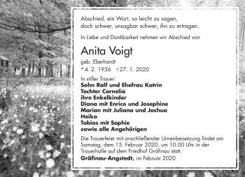 Traueranzeige von Anita Voigt von Südthüringer Presse