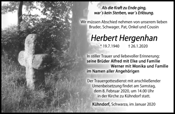 Traueranzeige von Herbert Hergenhan von Südthüringer Presse