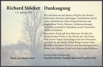 Traueranzeige von Richard Stöcker von Frankenpost