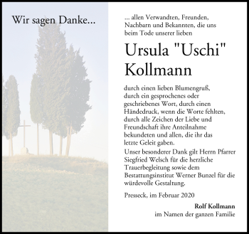 Traueranzeige von Ursula Kollmann von Frankenpost