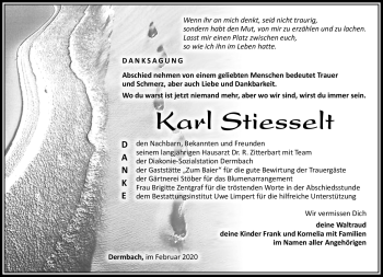 Traueranzeige von Karl Stiesselt von Südthüringer Presse