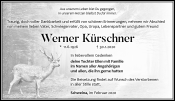 Traueranzeige von Werner Kürschner von Südthüringer Presse