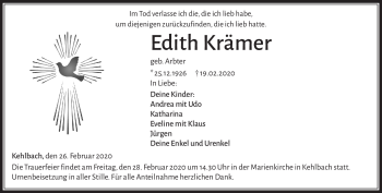 Traueranzeige von Edith Krämer von Neue Presse Coburg
