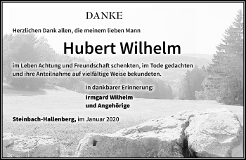 Traueranzeige von Hubert Wilhelm von Südthüringer Presse