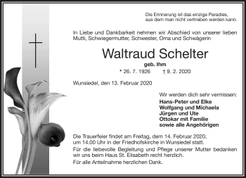 Traueranzeige von Waltraud Schelter von Frankenpost