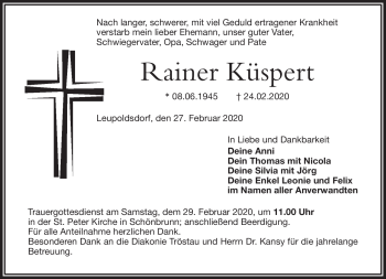 Traueranzeige von Rainer Küspert von Frankenpost