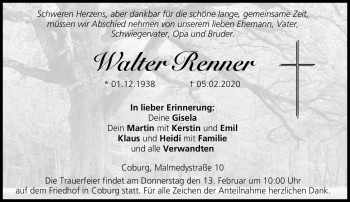 Traueranzeige von Walter Renner von Neue Presse Coburg