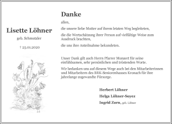 Traueranzeige von Lisette Löhner von Neue Presse Coburg