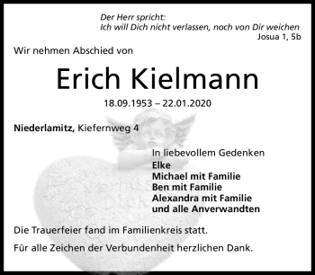 Traueranzeige von Erich Kielmann von Frankenpost